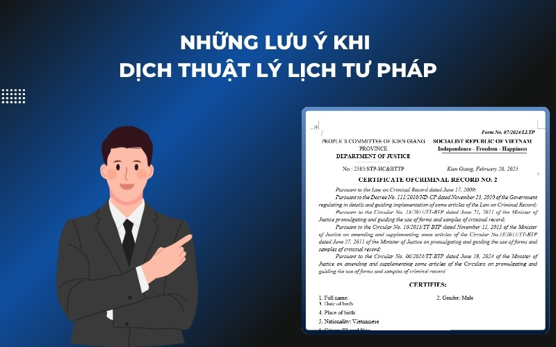 Những lưu ý khi dịch thuật lý lịch tư pháp
