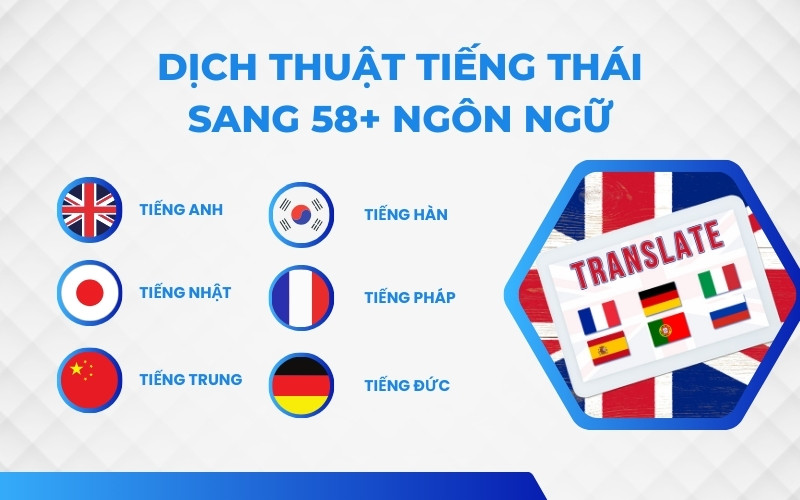 Dịch thuật tiếng Thái sang 58+ ngôn ngữ