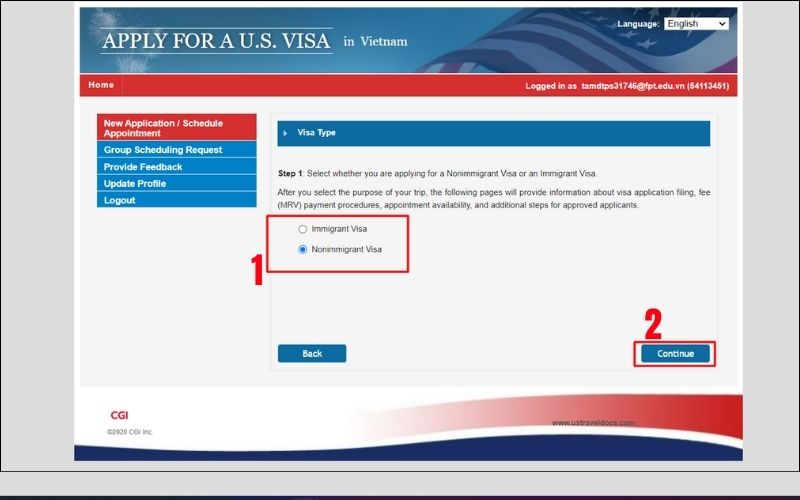 đặt lịch phỏng vấn visa Mỹ