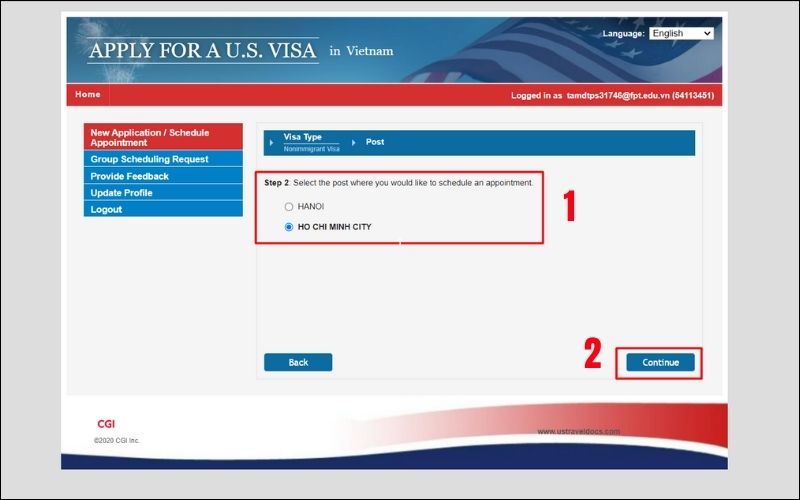 đặt lịch phỏng vấn visa Mỹ