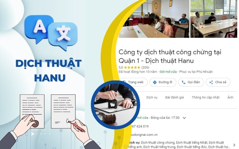 dịch thuật công chứng quận 1 tại Hanu