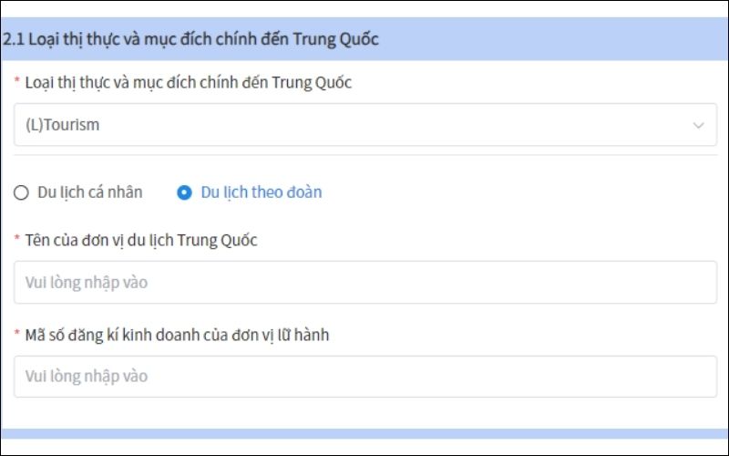 mẫu tờ khai xin visa trung quốc