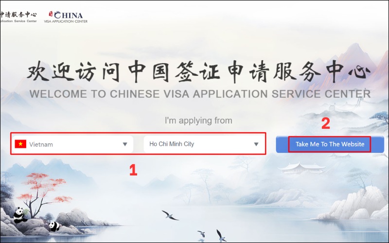 Truy cập vào mẫu tờ khai xin visa Trung Quốc