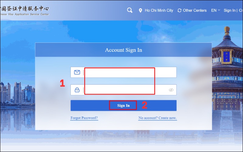 Nhấn Sign In để đăng nhập