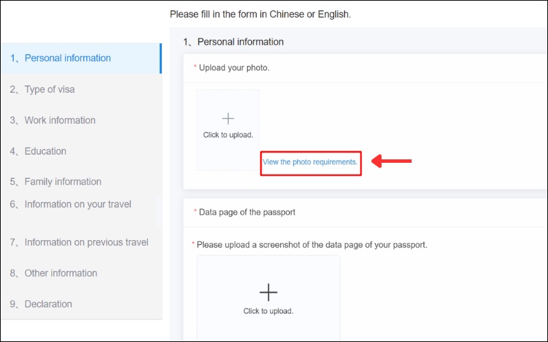 Tải ảnh visa mẫu tờ khai xin visa Trung Quốc