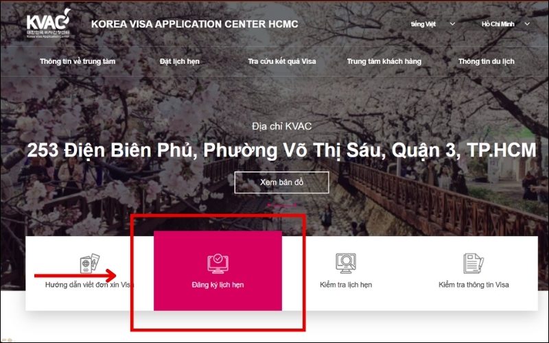 Đăng ký lịch hẹn visa Hàn Quốc