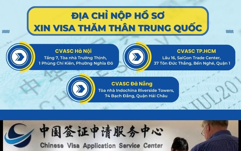 địa chỉ nộp hồ sơ xin thị thực thăm thân Trung Quốc