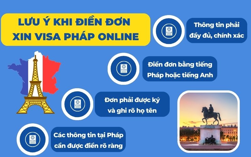 lưu ý khi điền đơn xin visa Pháp online