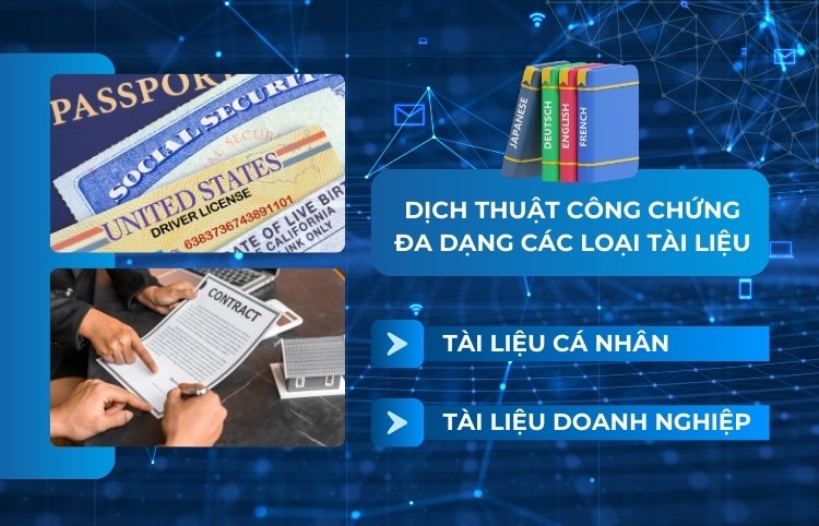 Dịch thuật công chứng đa dạng tài liệu