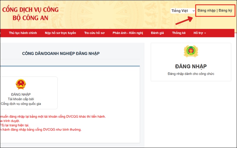 Truy cập hệ thống gia hạn visa Việt Nam online