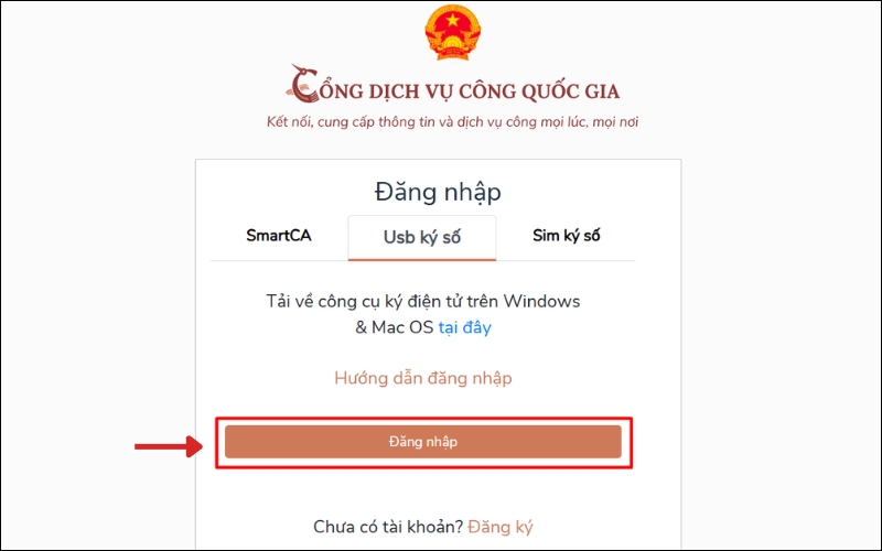 Đăng nhập bằng USB ký số gia hạn visa Việt Nam online
