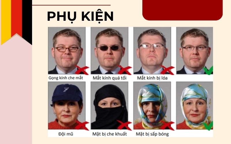 Đeo kính và đội khăn trên ảnh visa Đức