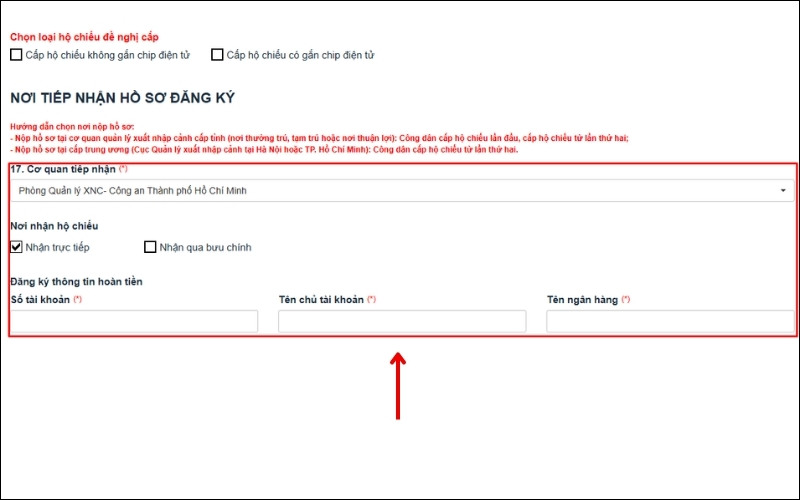 Lựa chọn hình thức nhận hộ chiếu mới