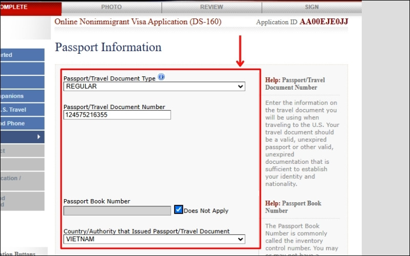 điền thông tin hộ chiếu mẫu đơn ds 160