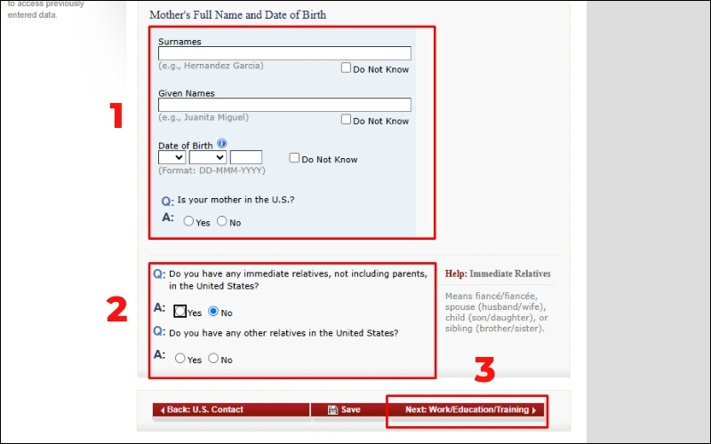 hướng dẫn điền form ds 160 về thông tin gia đình