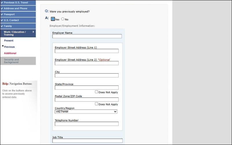 Giải trình thông tin việc làm, học tập trước đây