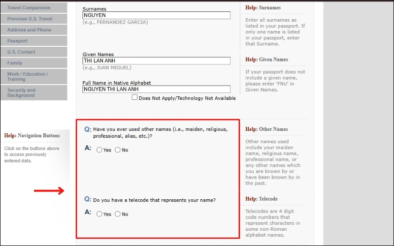 mẫu đơn xin visa Mỹ DS-160
