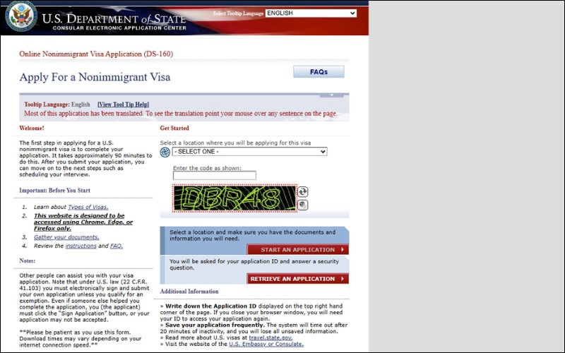 Điền đơn DS 160