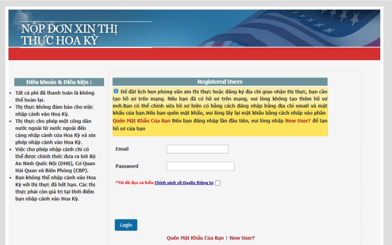 Đặt lịch hẹn phỏng vấn xin visa quá cảnh Mỹ