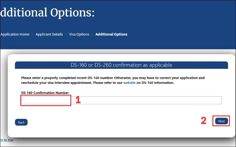 Nhập mã số xác thực visa du lịch Mỹ