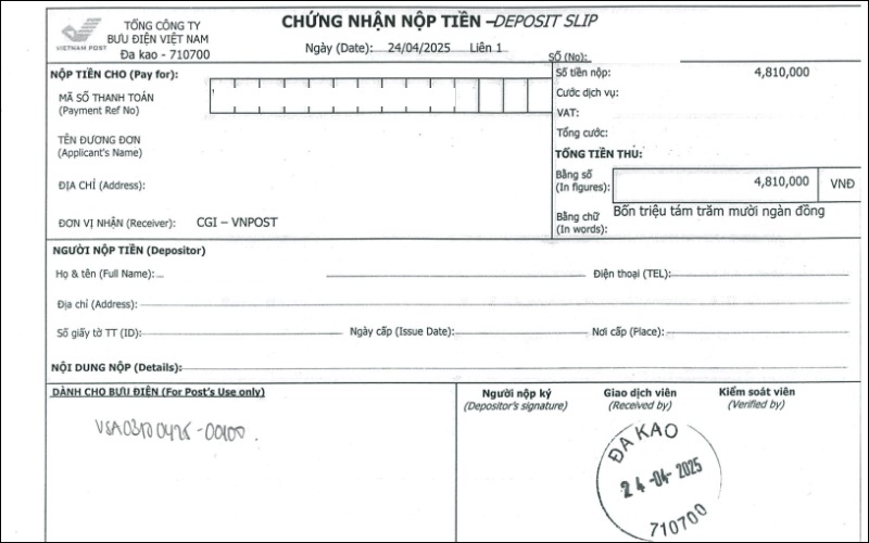 Nhận biên lai visa du lịch Mỹ