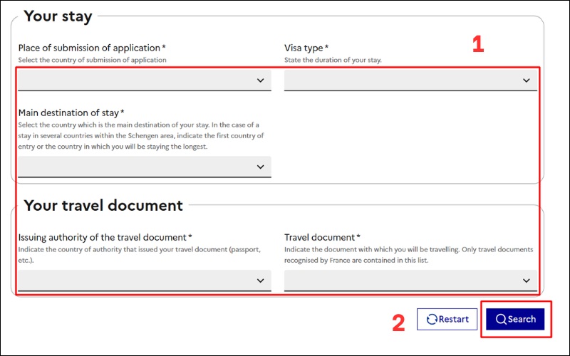 Truy cập vào website xin visa du lịch Pháp