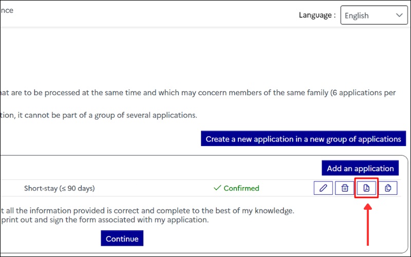 In mẫu đơn visa du lịch Pháp