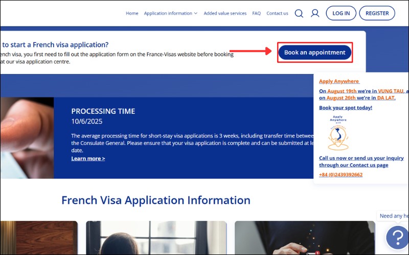 Đặt hẹn visa du lịch Pháp ở đây