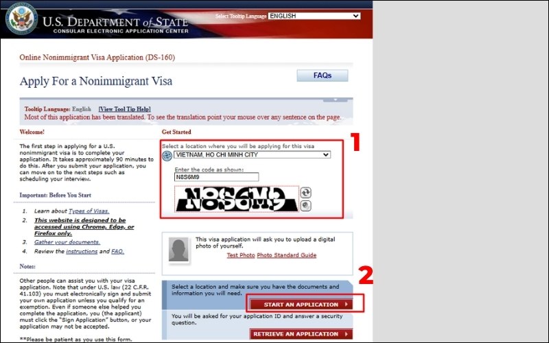 Điền mẫu đơn DS 160