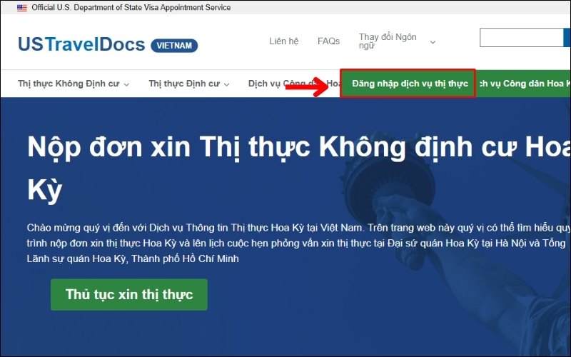 Đăng nhập dịch vụ thị thực