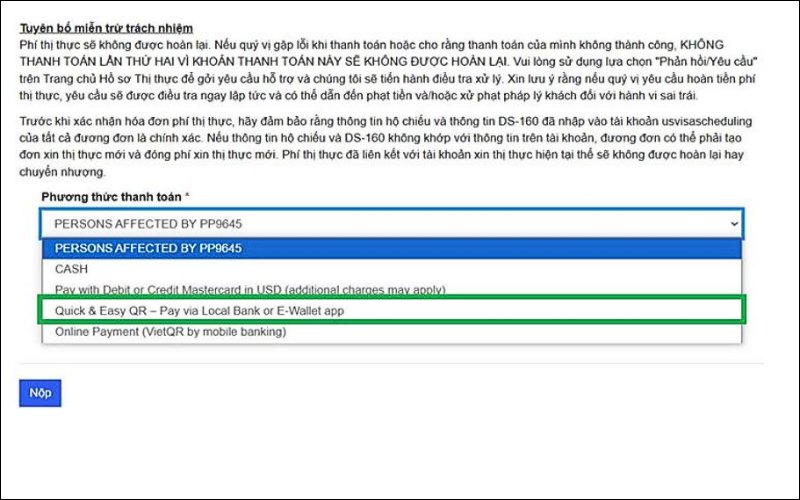 Chọn phương thức thanh toán visa thăm thân Mỹ