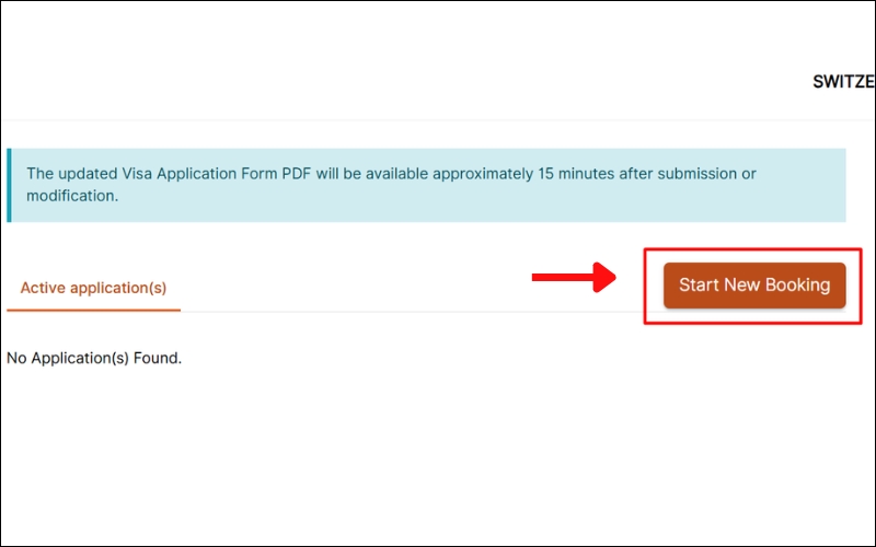 Chọn Start New Booking 