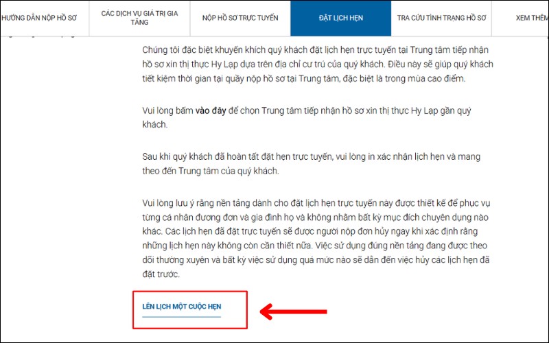Lên lịch hẹn nộp hồ sơ Hy Lạp