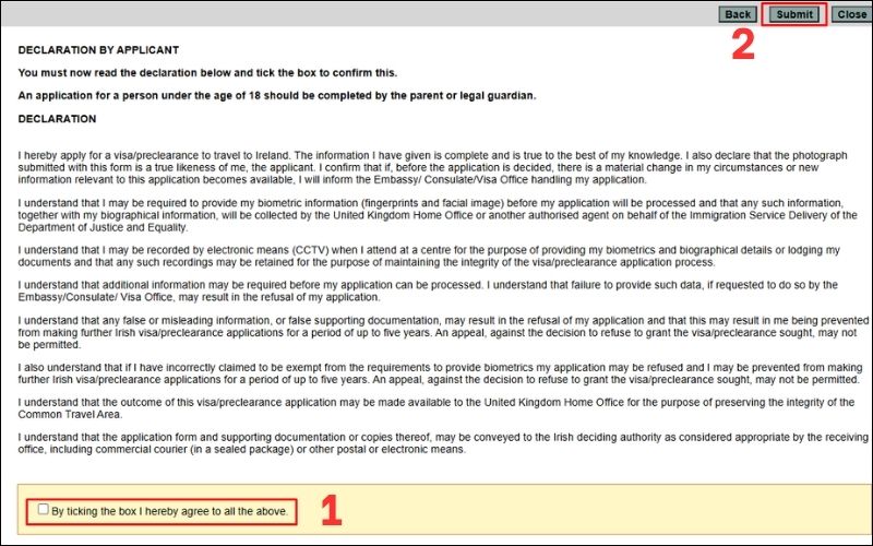 Xác nhận thông tin visa Ireland