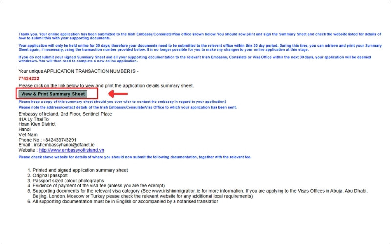 Quy trình xin visa Ireland trực tuyến