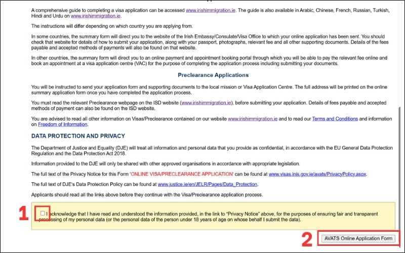Quy trình xin visa Ireland