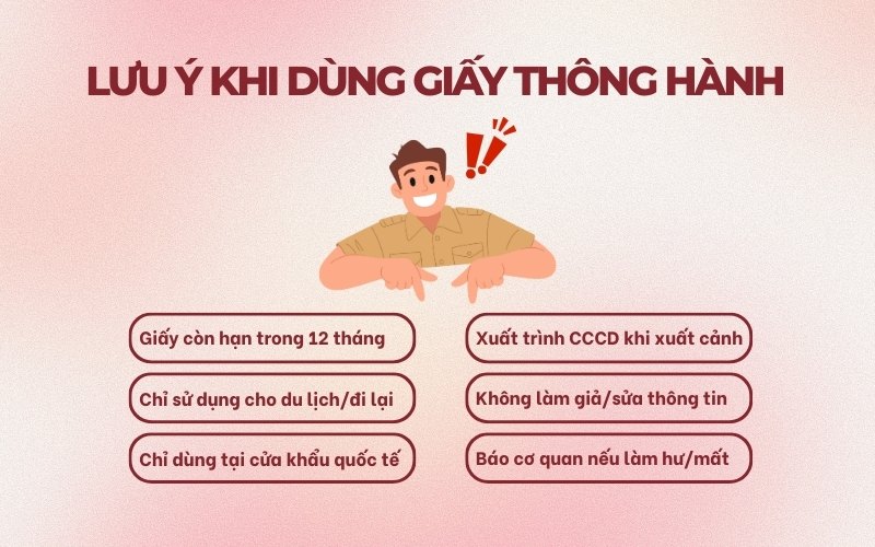 lưu ý khi sử dụng giấy thông hành