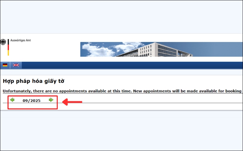 Chọn ngày giờ đặt hẹn hợp pháp hóa lãnh sự Đức