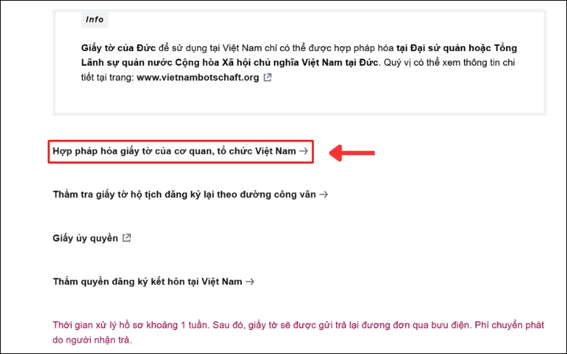 Truy cập trang web hợp pháp hóa lãnh sự Đức