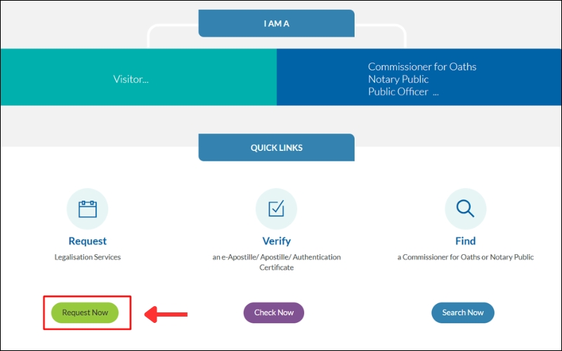 Truy cập trang web hợp pháp hóa lãnh sự Singapore