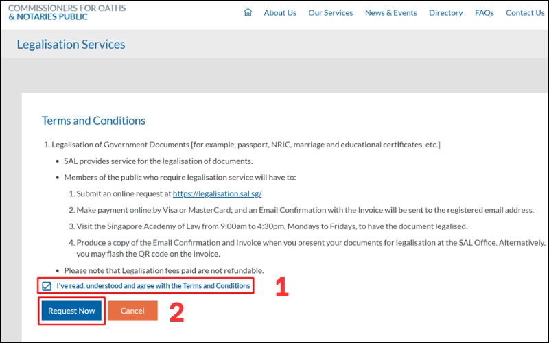 Đọc điều khoản hợp pháp hóa lãnh sự Singapore