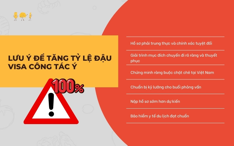 Lưu ý quan tăng tỷ lệ đậu visa công tác Ý