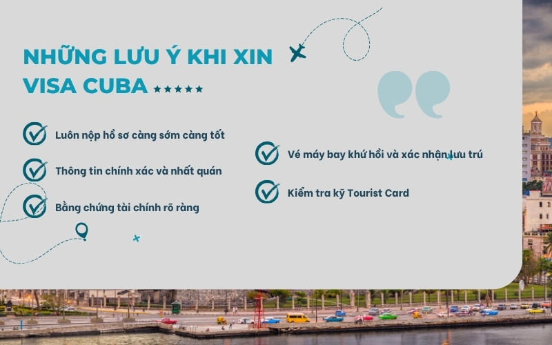 Lưu ý khi xin visa Cuba