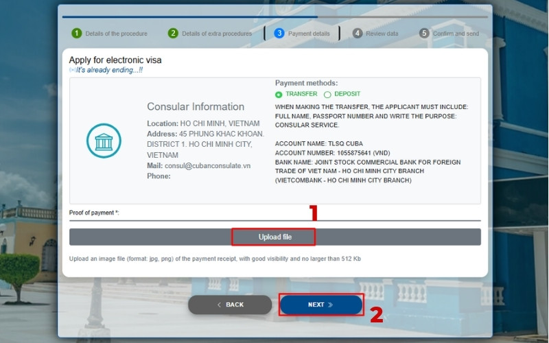 Tải lên thông tin thanh toán