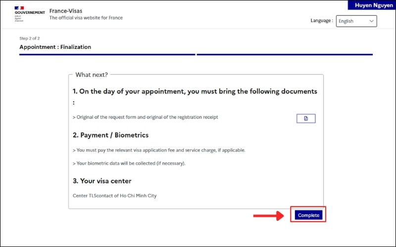 Thông tin về quy trình nộp đơn