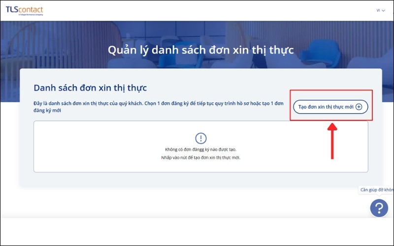 Tạo đơn xin thị thực mới