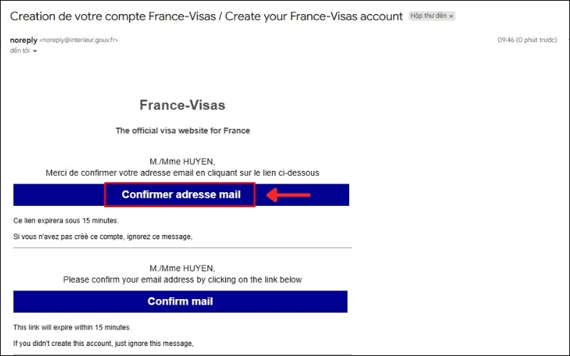 Gửi xác nhận qua Email