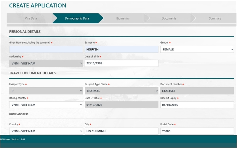 Điền thông tin cá nhân của bạn