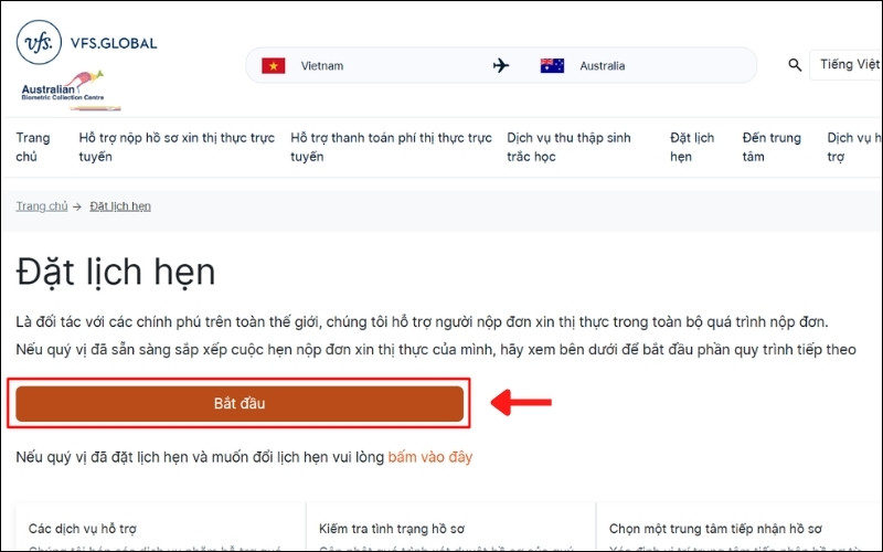 Đặt lịch hẹn visa Úc 10 năm