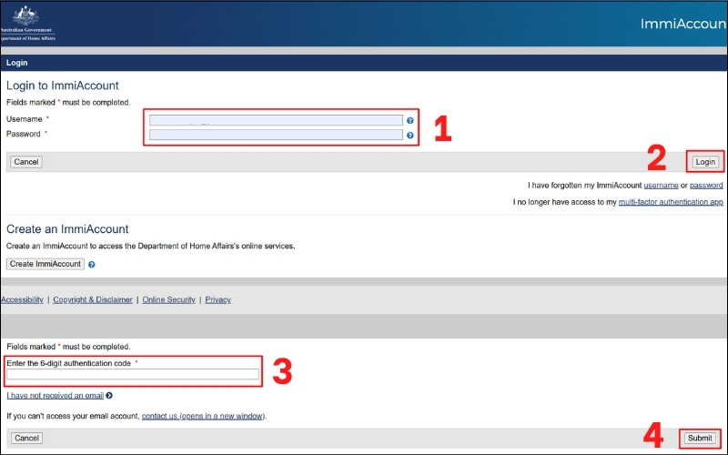 Đăng nhận tài khoản xin visa Úc 10 năm